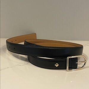 Kate Spade Black and Tan leather Belt with gold tone Buckle